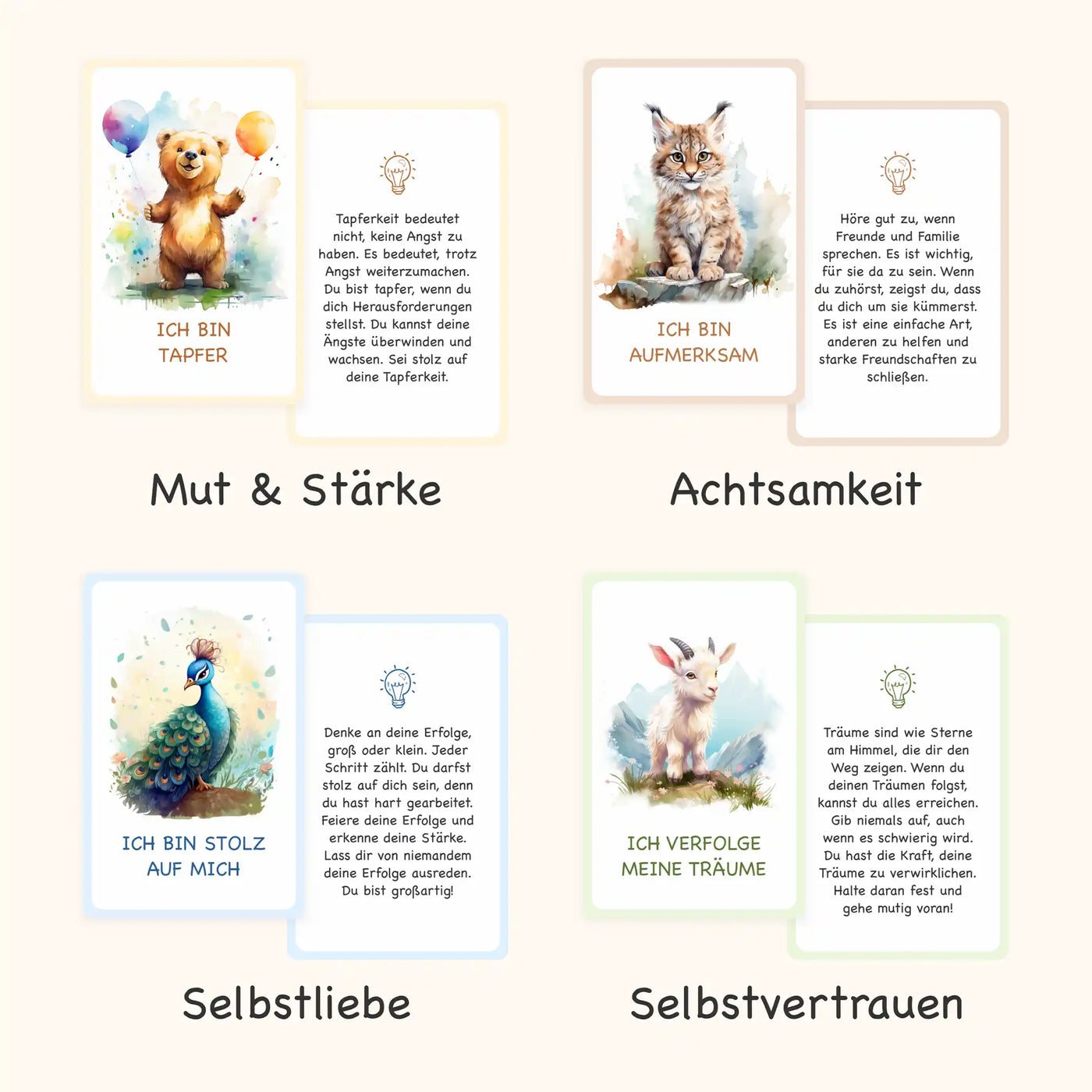 Affirmationskarten für Kinder (mit Halter)